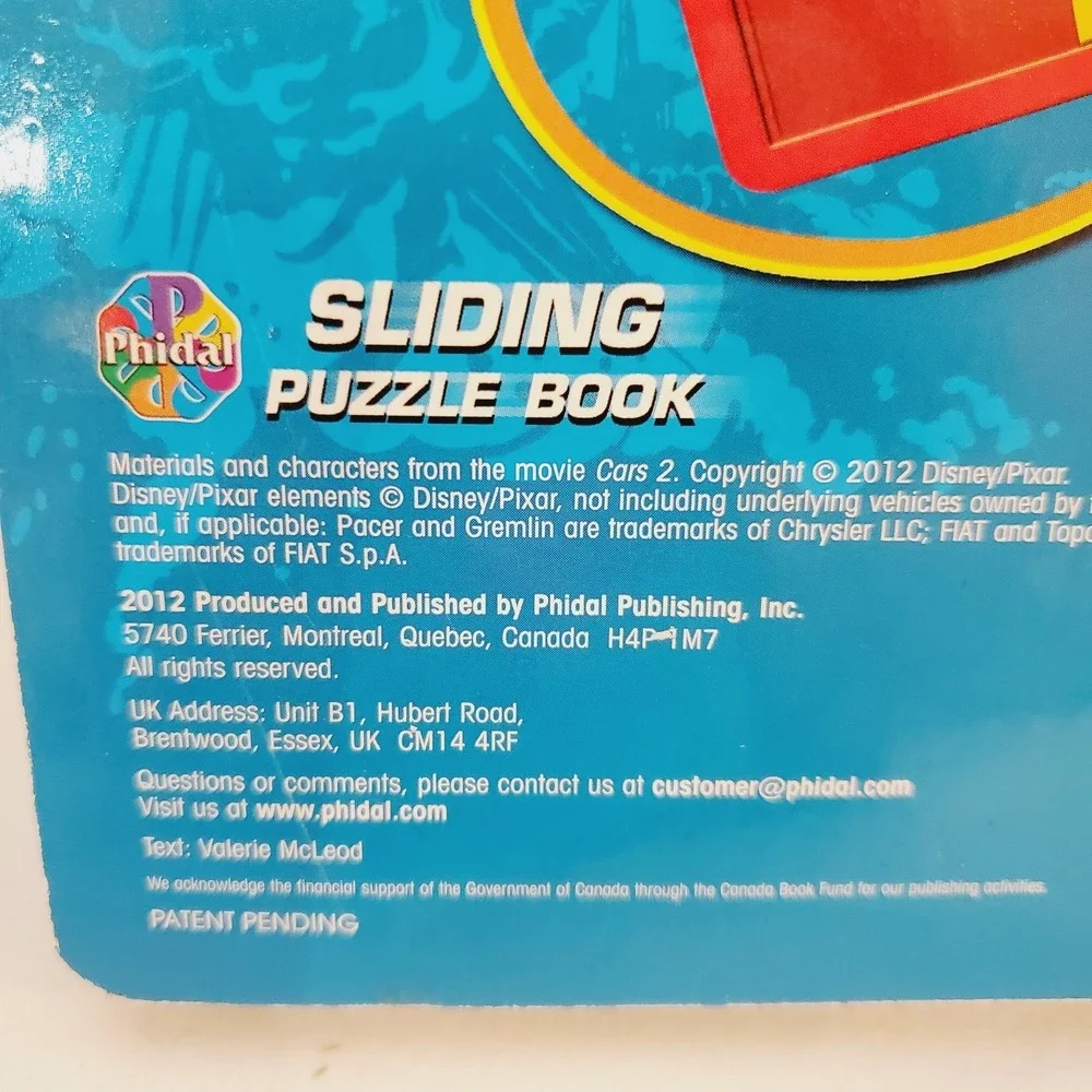 Disney Pixar Cars Sliding Puzzle Story‎ Book with 4 Puzzles Inside Unused